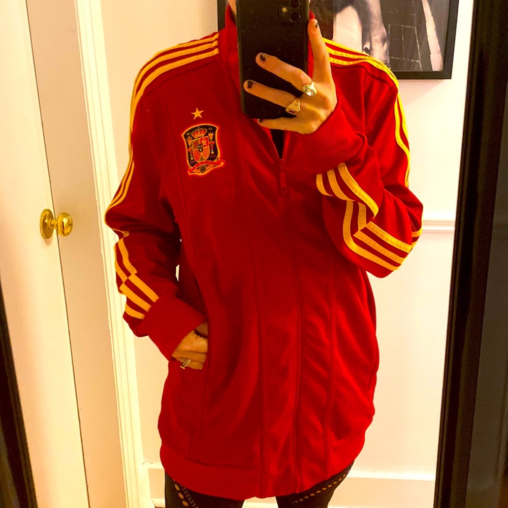 Red adidas track jacket
